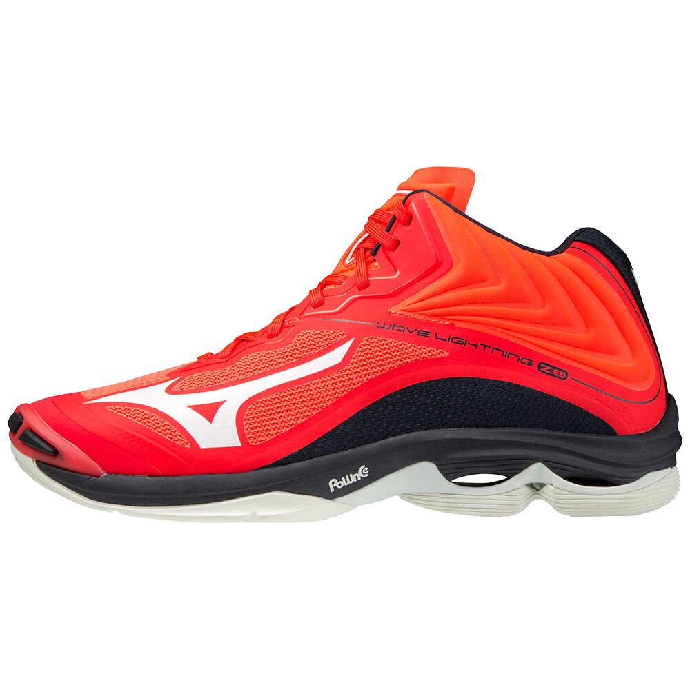 Mizuno Wave Lightning Z6 Mid - Bayan Voleybol Ayakkabısı - Kırmızı/Beyaz/Siyah Türkiye (QPKRSB-716)